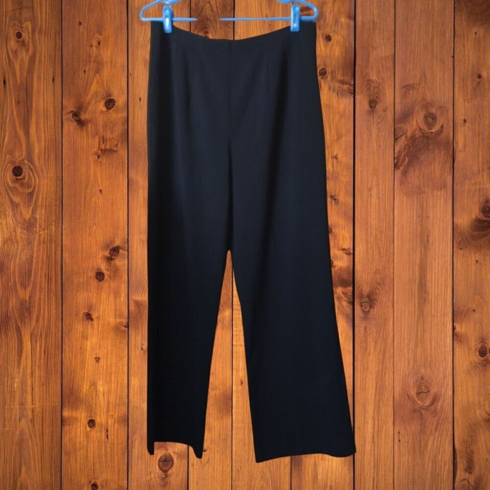 East 5th Size 14 Short Black Wide Leg Dress Pants Trousers Side Zip Office
